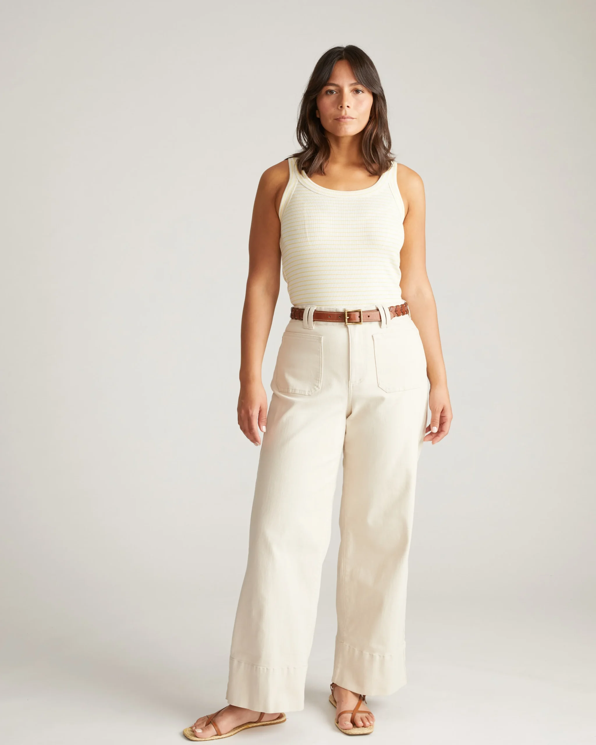 Roitfeld Ribbed Tank Yellow Microstripe