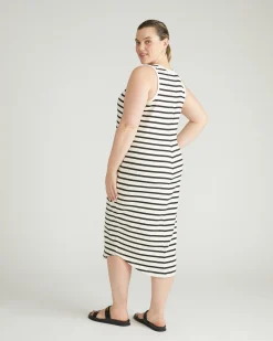 Romera Ribbed Dress Ecru/Black Stripe