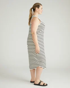 Romera Ribbed Dress Ecru/Black Stripe