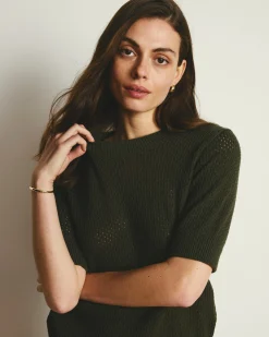 Rosie Pointelle Sweater Top Camo