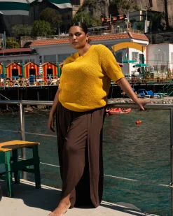 Rosie Pointelle Sweater Top Goldenrod