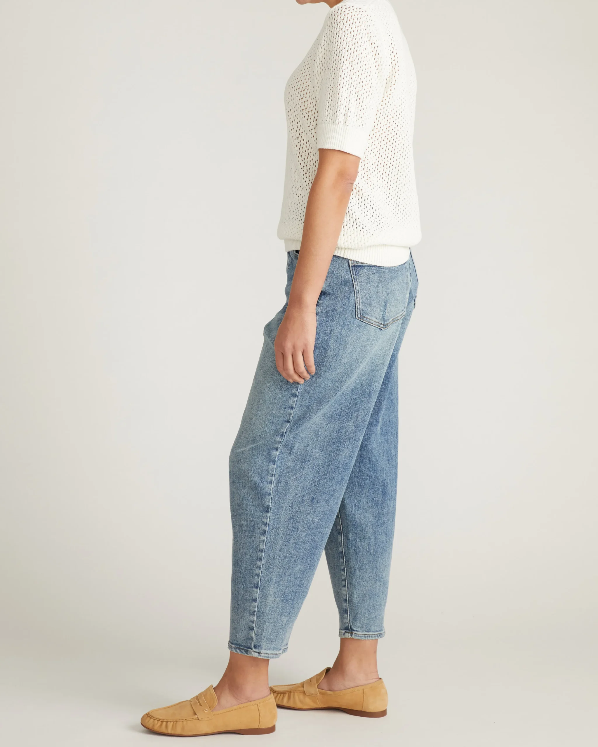 Rosie Pointelle Sweater Top White