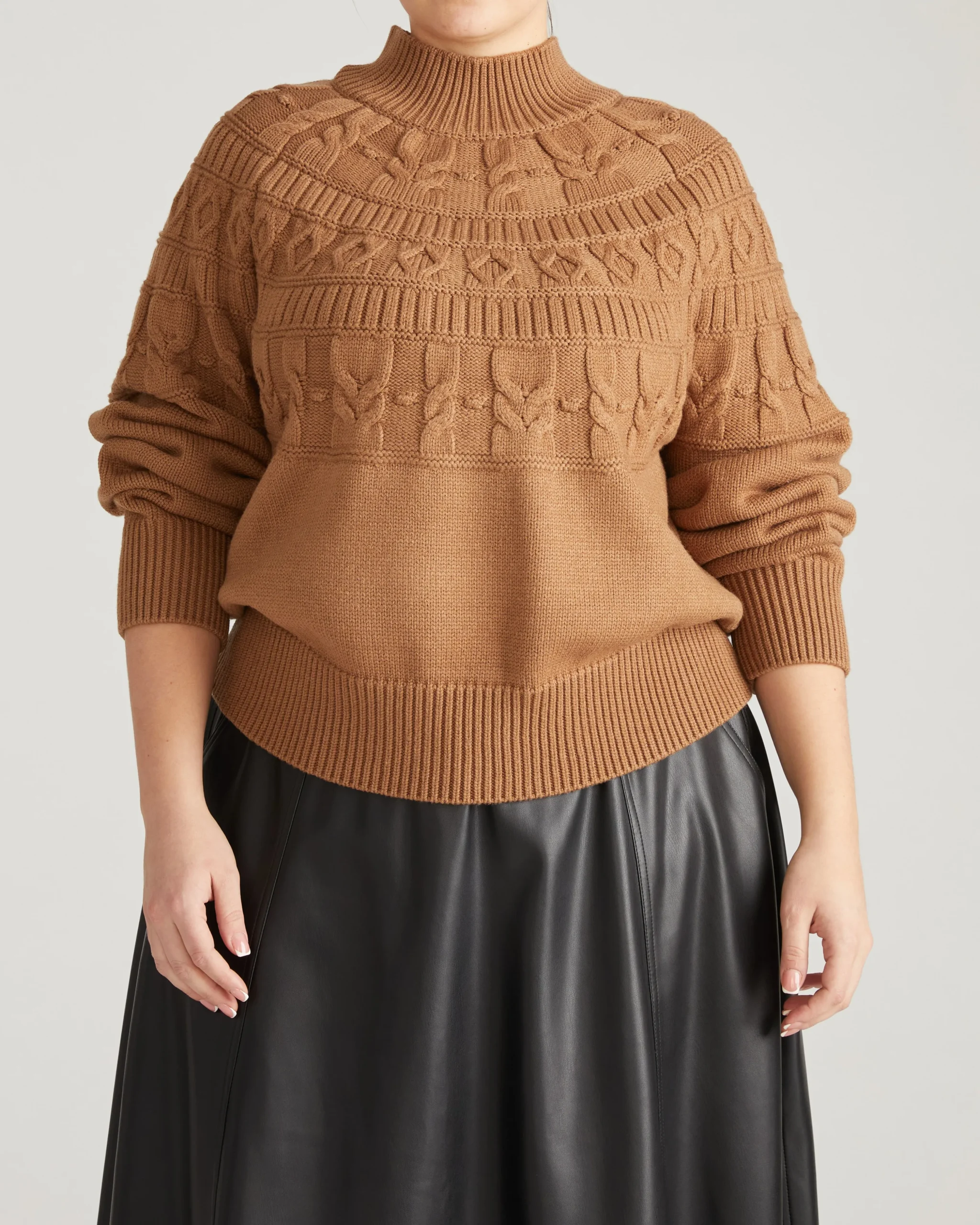 Safiya Cable Knit Sweater Classic Camel