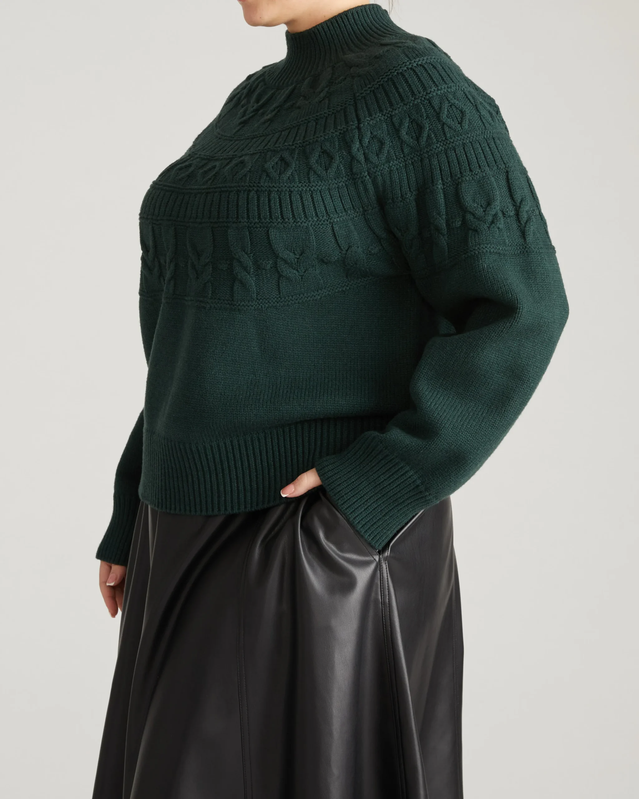 Safiya Cable Knit Sweater Forest Green