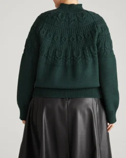 Safiya Cable Knit Sweater Forest Green