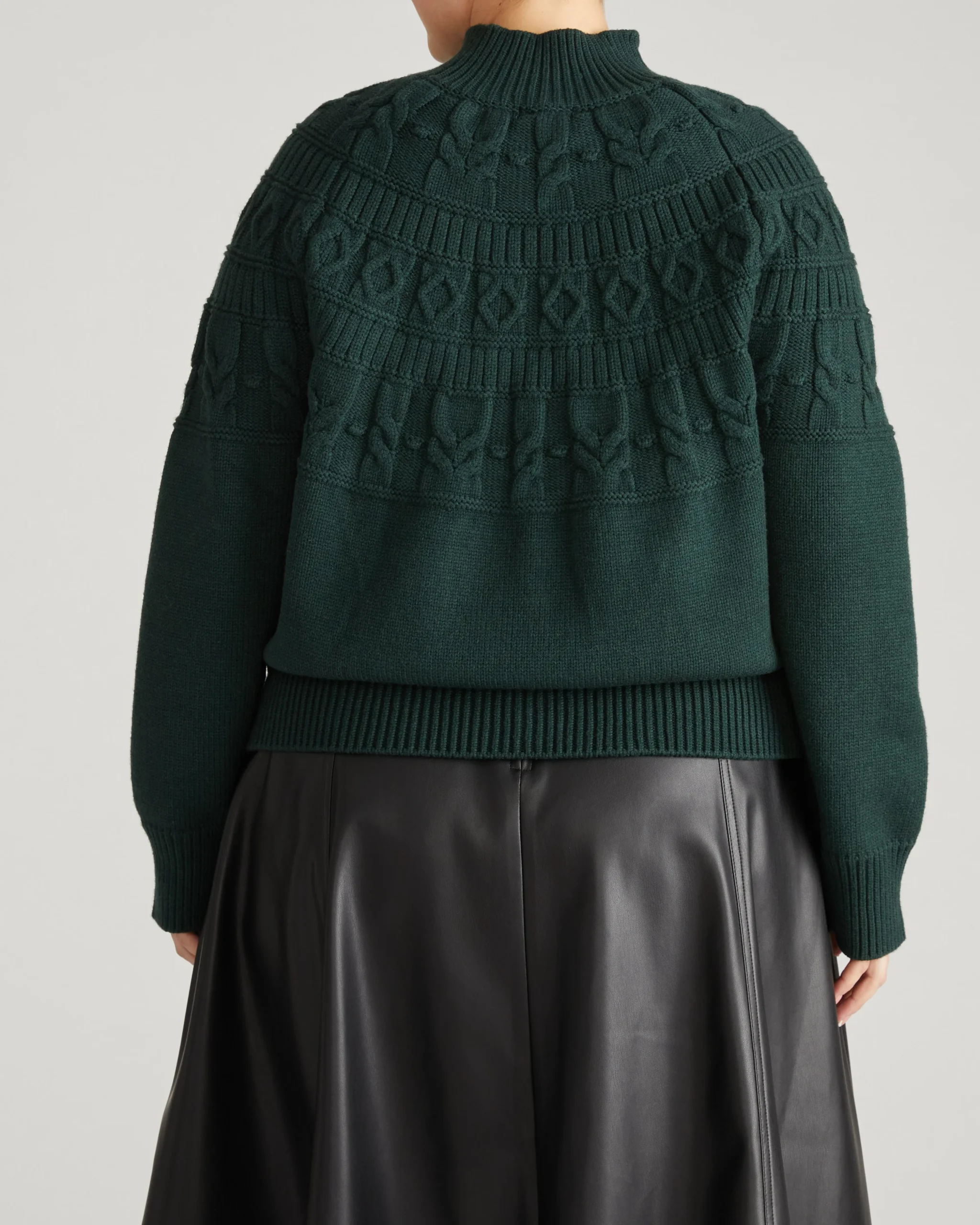 Safiya Cable Knit Sweater Forest Green