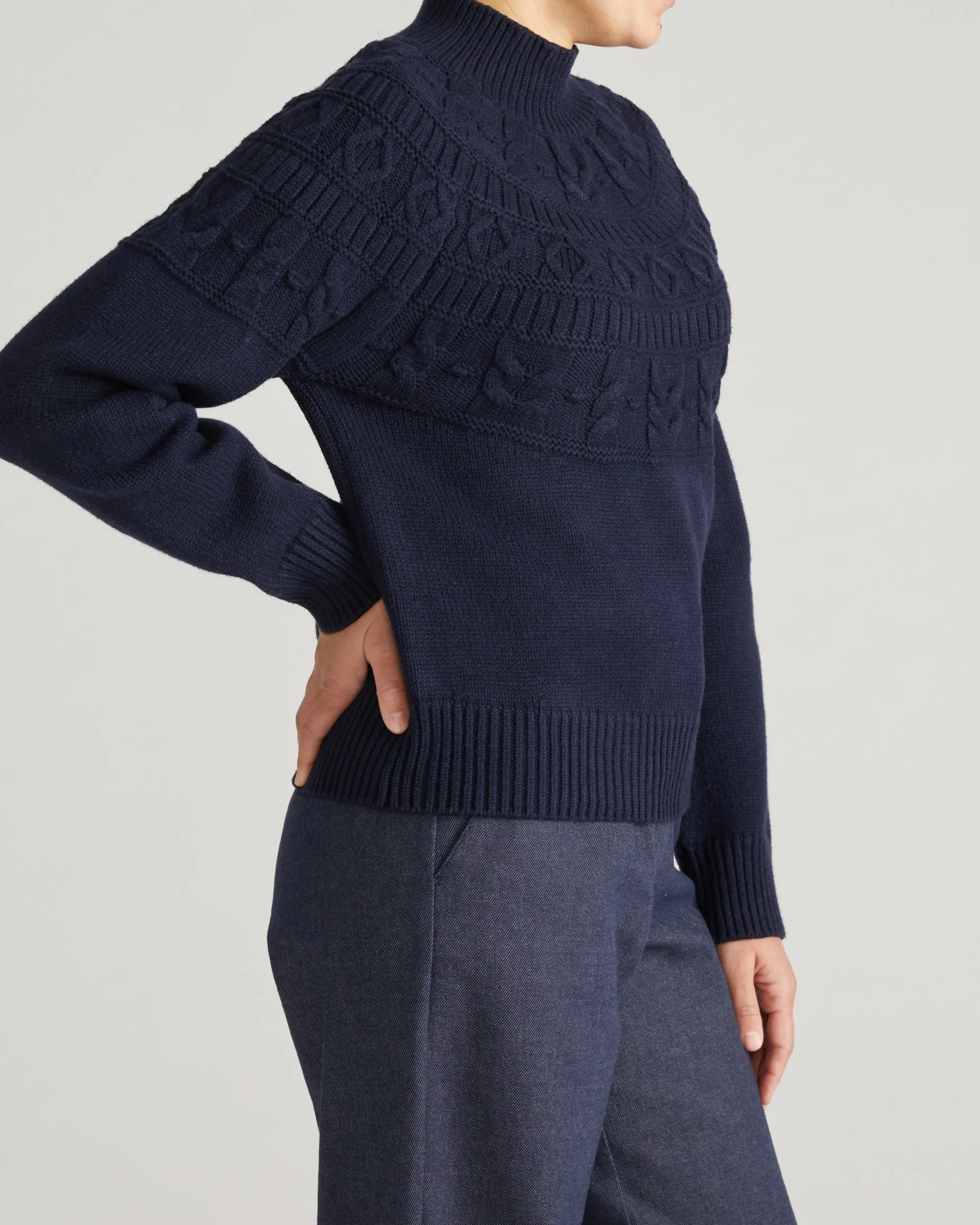 Safiya Cable Knit Sweater Midnight