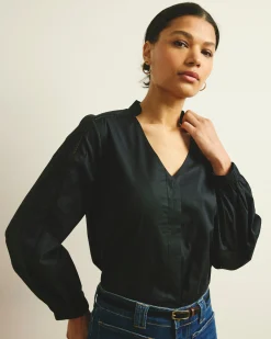 Saint-Honore Poplin Blouse Black