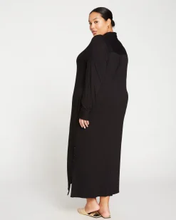 Sally Liquid Jersey Shirt Dress Black