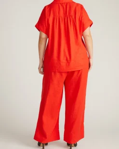 Sandy Short Sleeve Stretch Linen Blend Shirt Shoreline Sunset