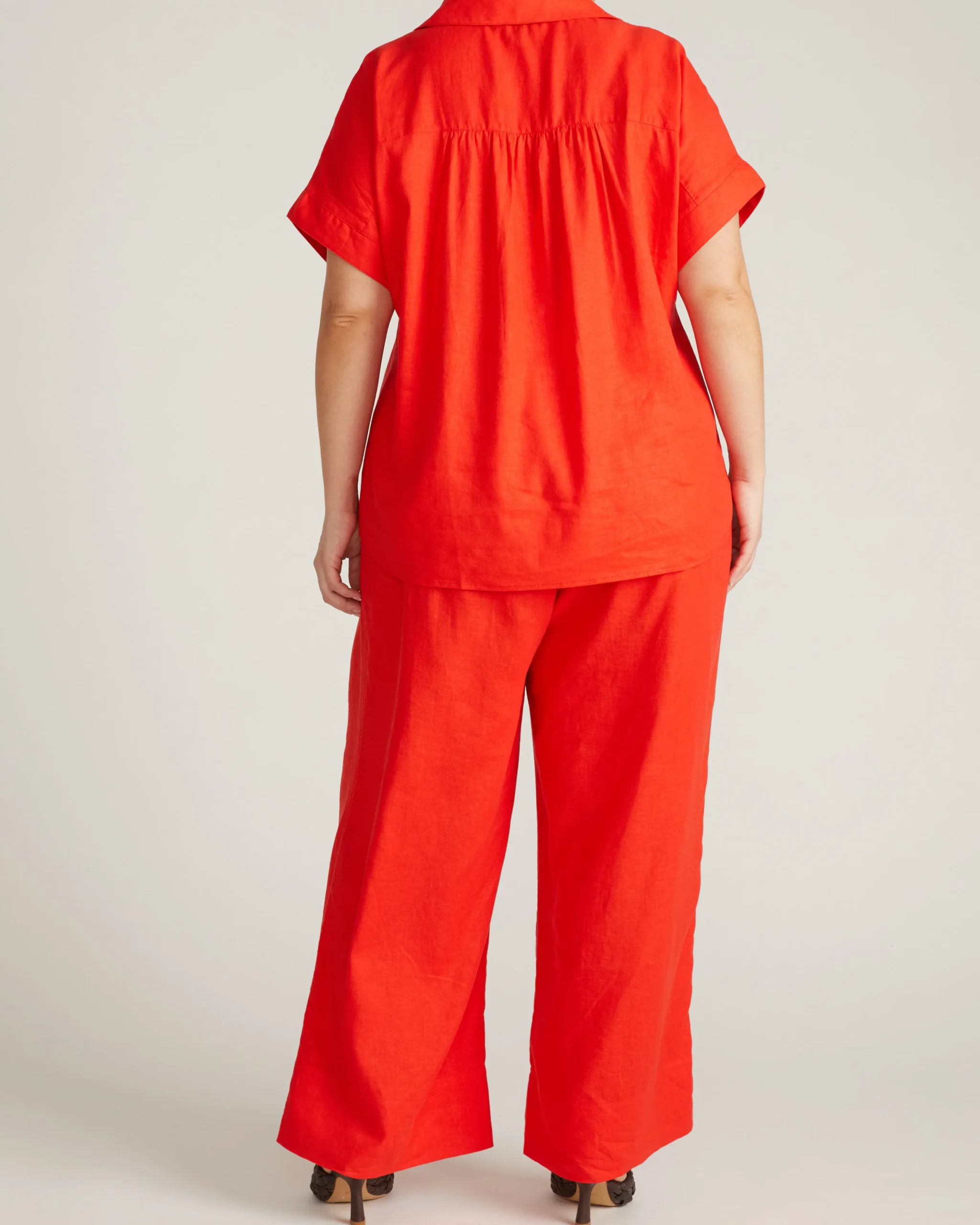 Sandy Short Sleeve Stretch Linen Blend Shirt Shoreline Sunset