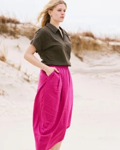 Sandy Short Sleeve Stretch Linen Blend Shirt Camo