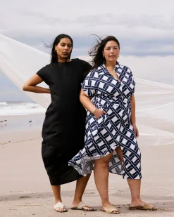 Sandy Stretch Linen Blend Shirtdress Geometrica Print