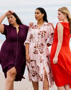 Sandy Stretch Linen Blend Shirtdress Acai