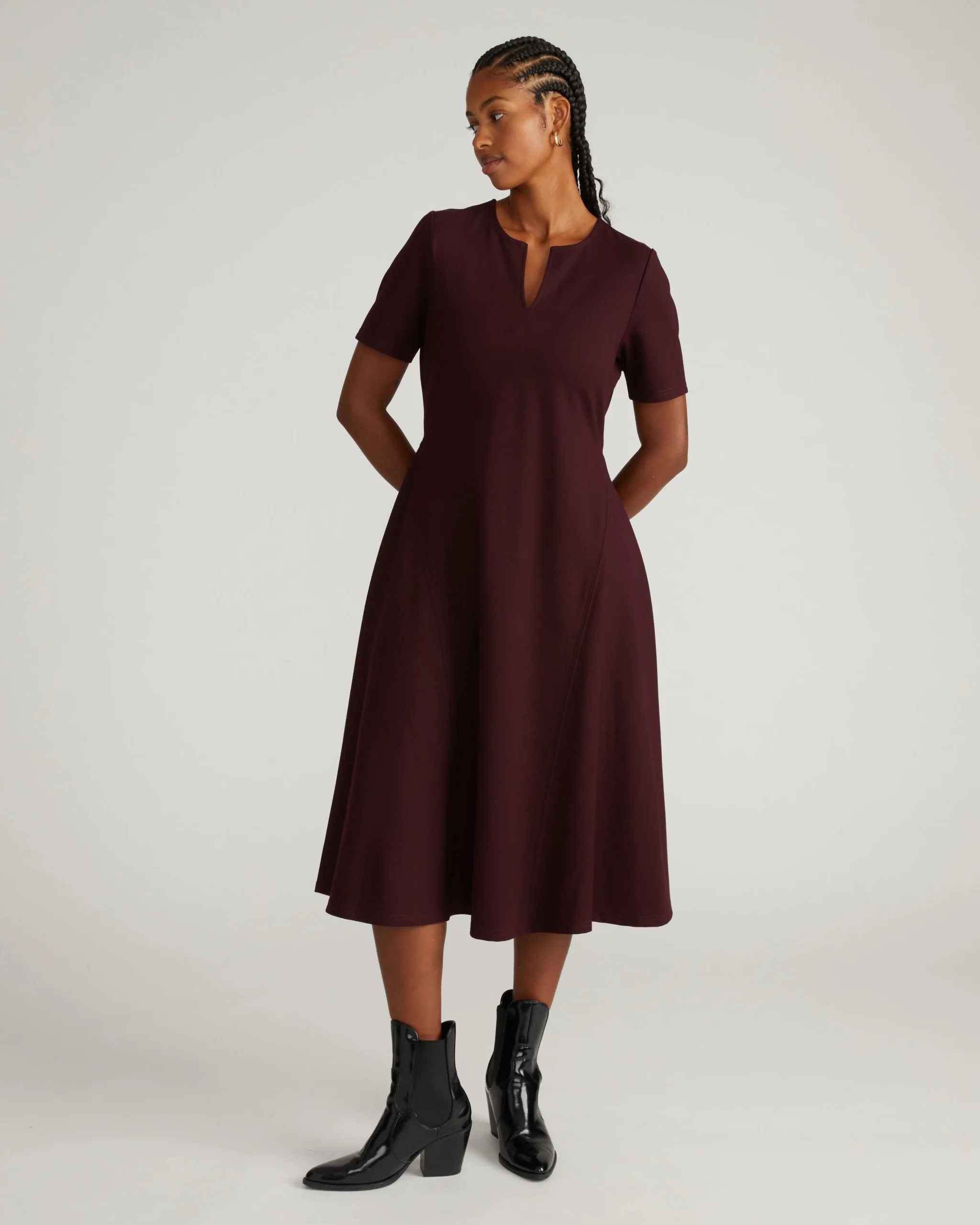 Saskia Ponte Dress Black Cherry