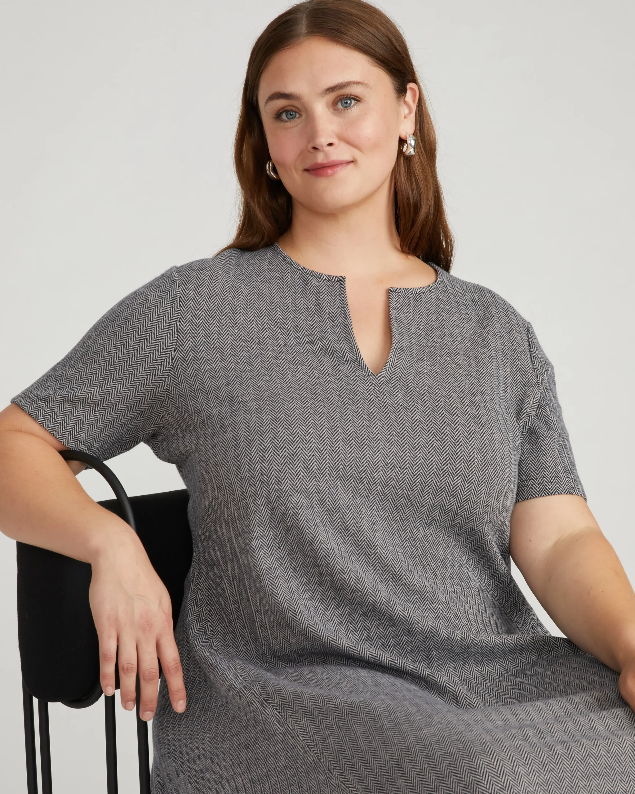 Saskia Ponte Dress Herringbone Tweed