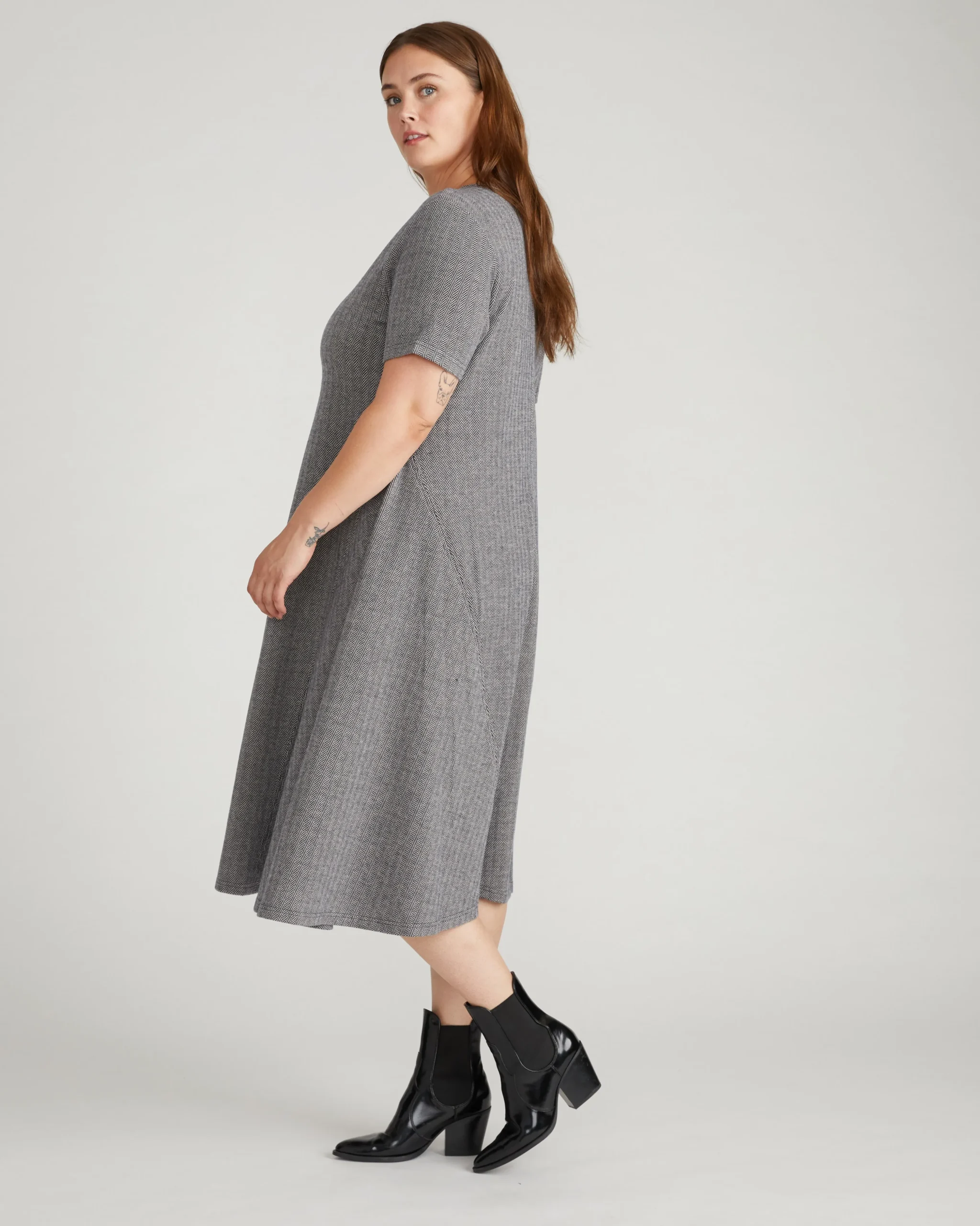 Saskia Ponte Dress Herringbone Tweed