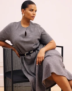 Saskia Ponte Dress Herringbone Tweed
