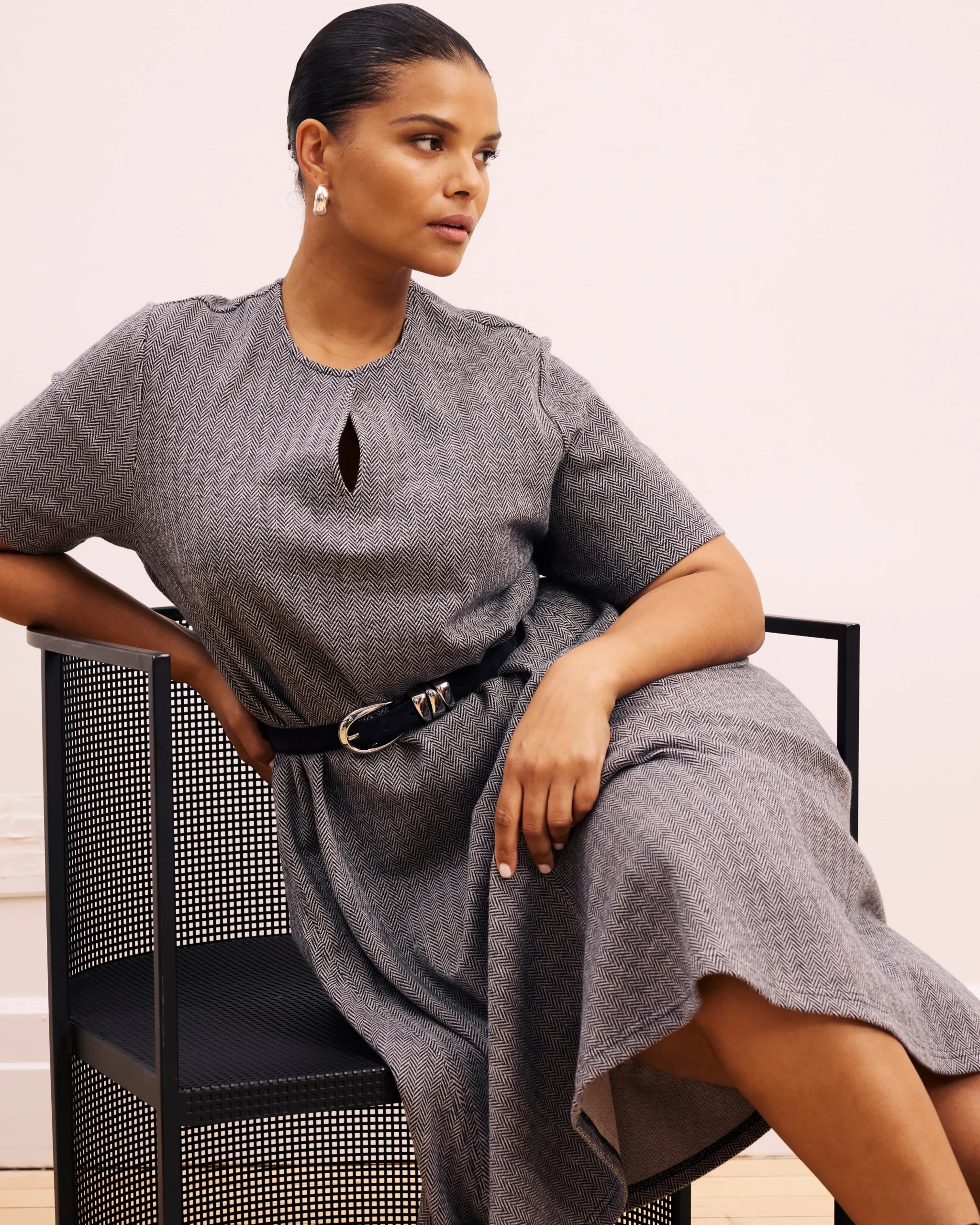 Saskia Ponte Dress Herringbone Tweed