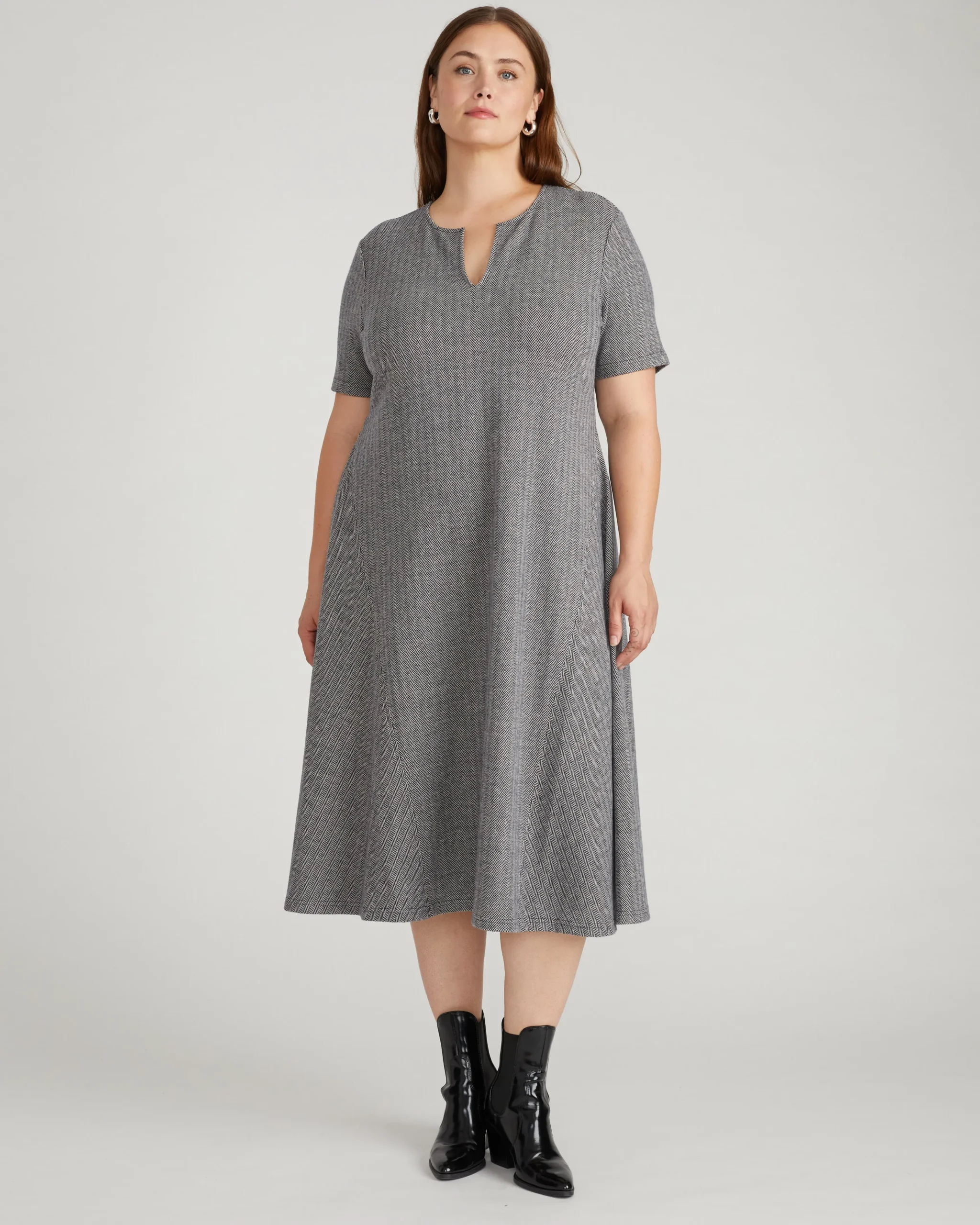 Saskia Ponte Dress Herringbone Tweed