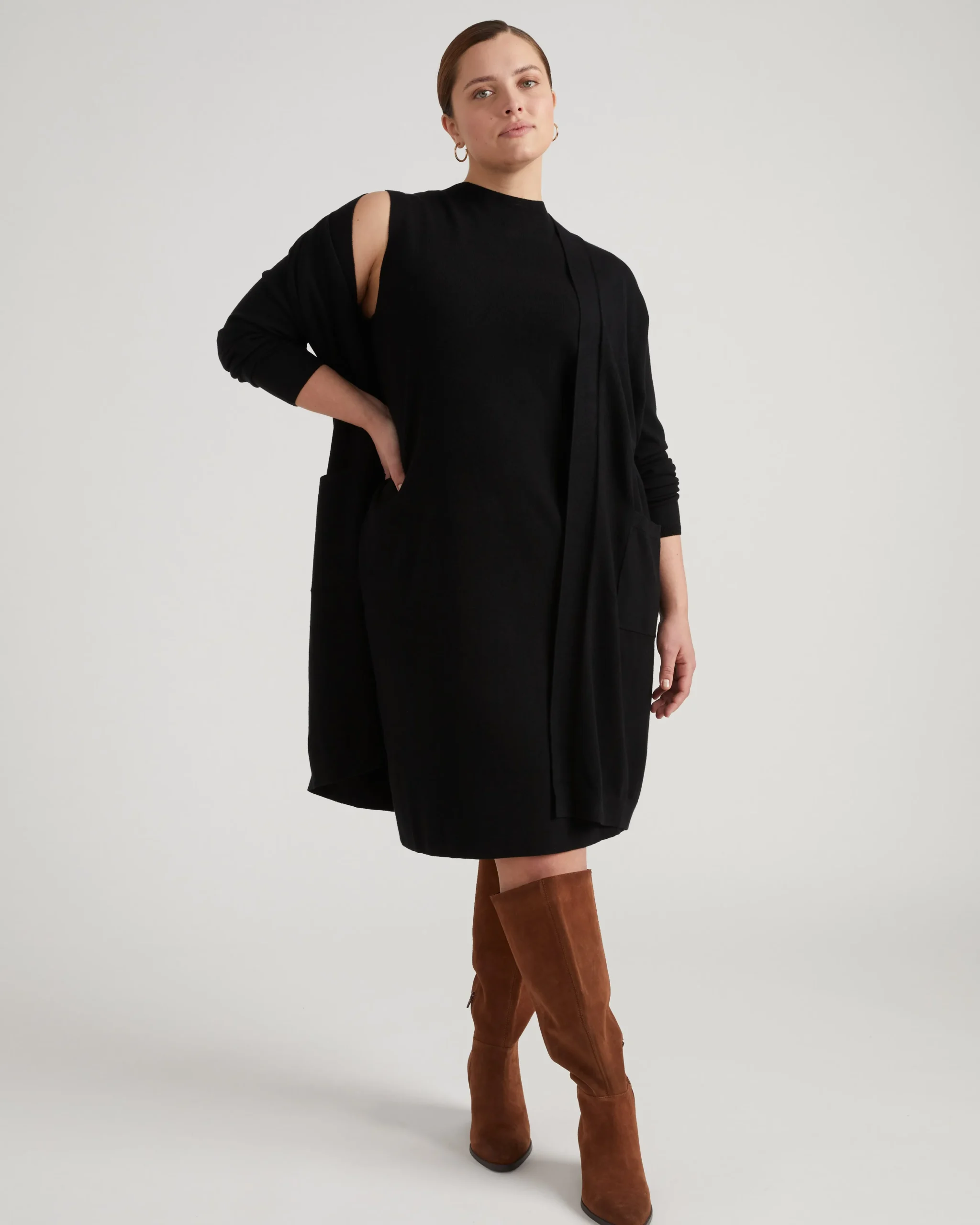 Savvy Double Knit Duster Black