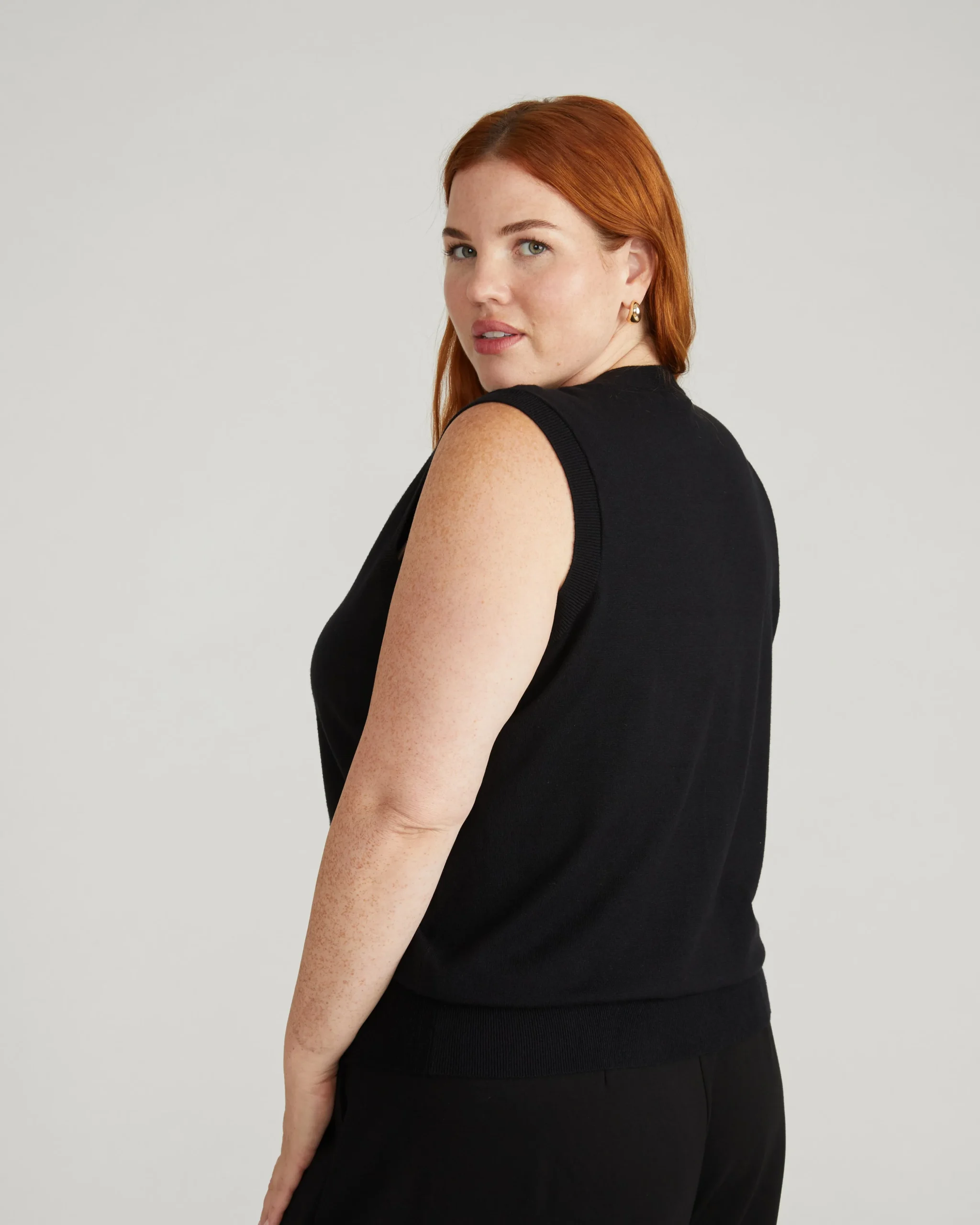 Savvy Fine Knit Cardigan Vest Black