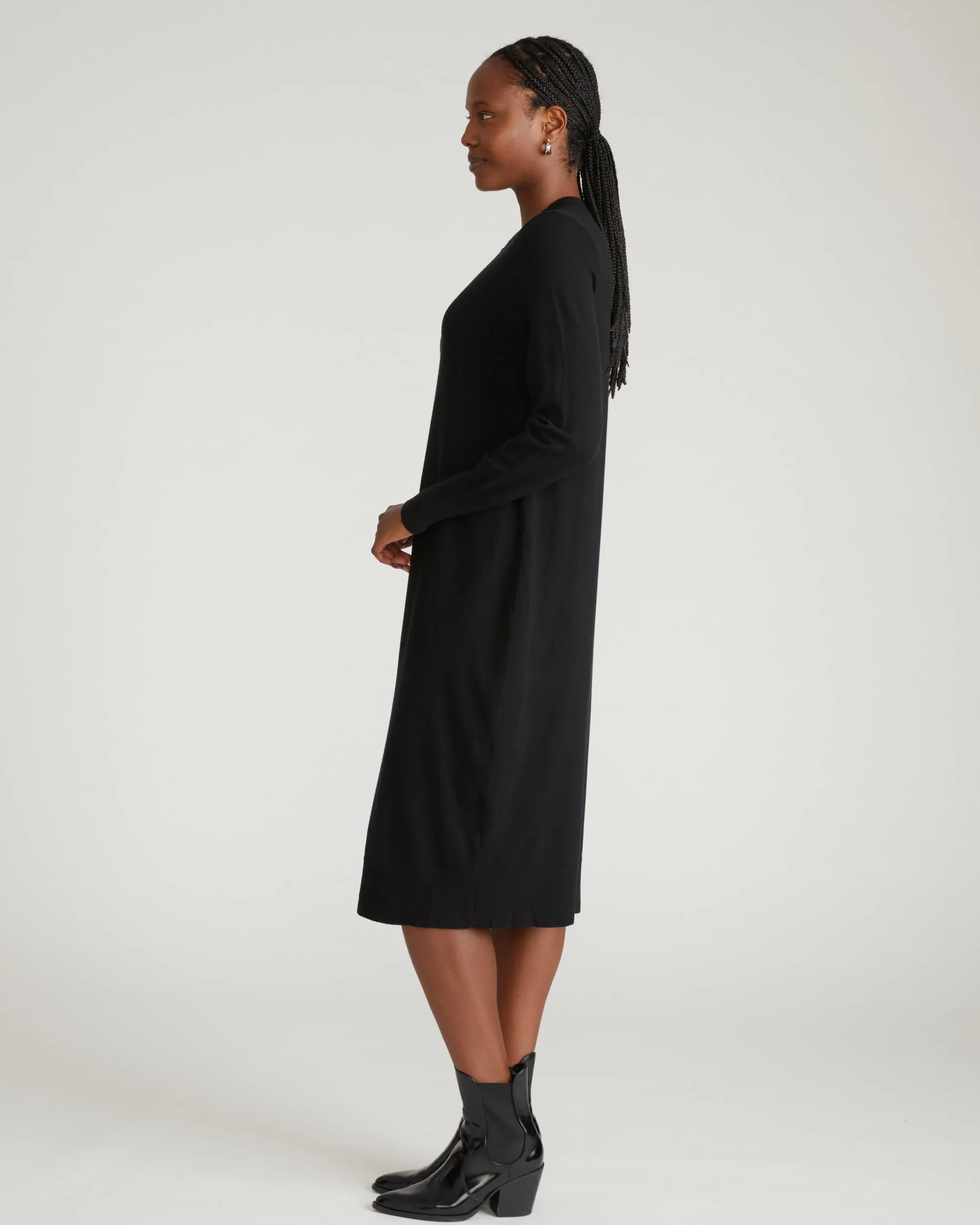 Savvy Fine Knit Everyday Sweater Dress Black