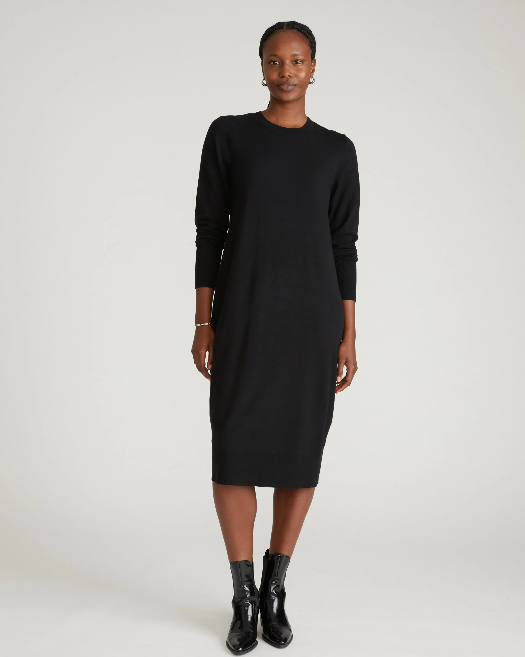 Savvy Fine Knit Everyday Sweater Dress Black