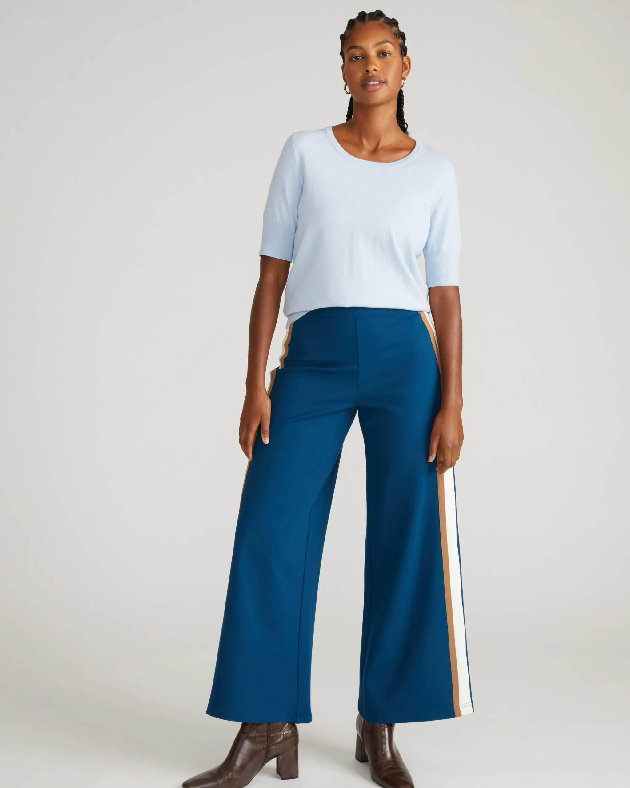 Savvy Fine Knit Sweater Top Silver Blue
