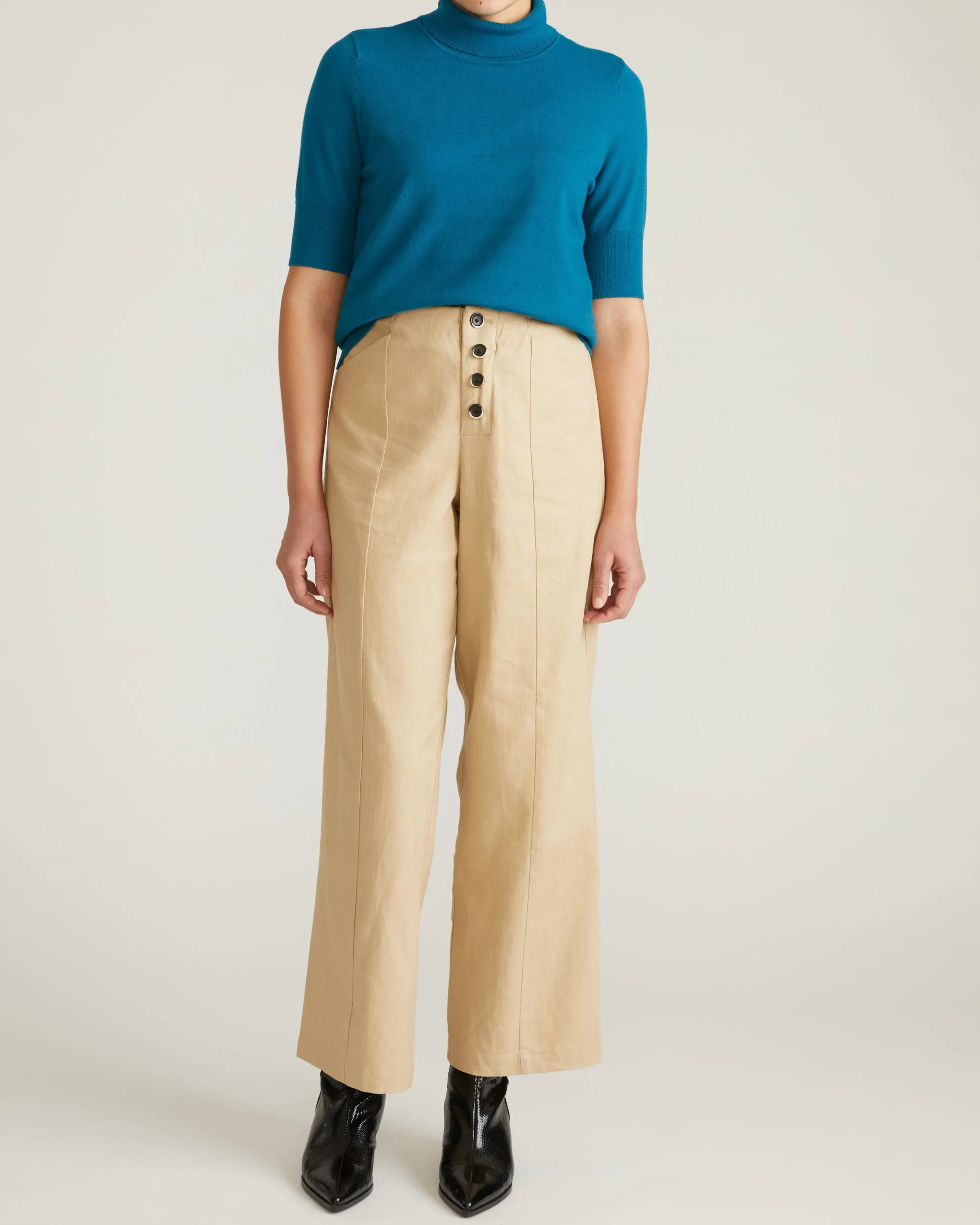 Savvy Fine Knit Turtleneck Sweater Top Blue Beetle