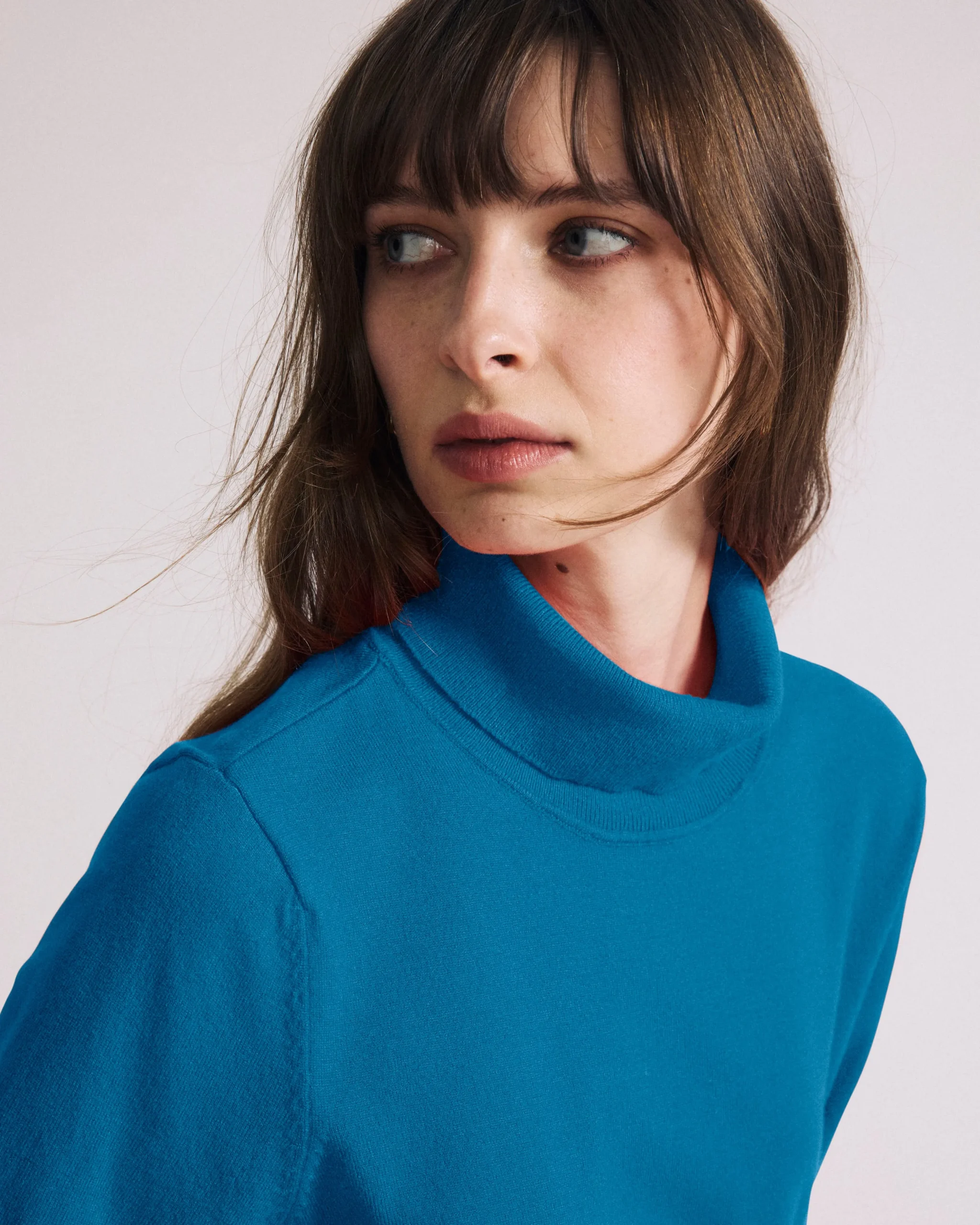 Savvy Fine Knit Turtleneck Sweater Top Blue Beetle