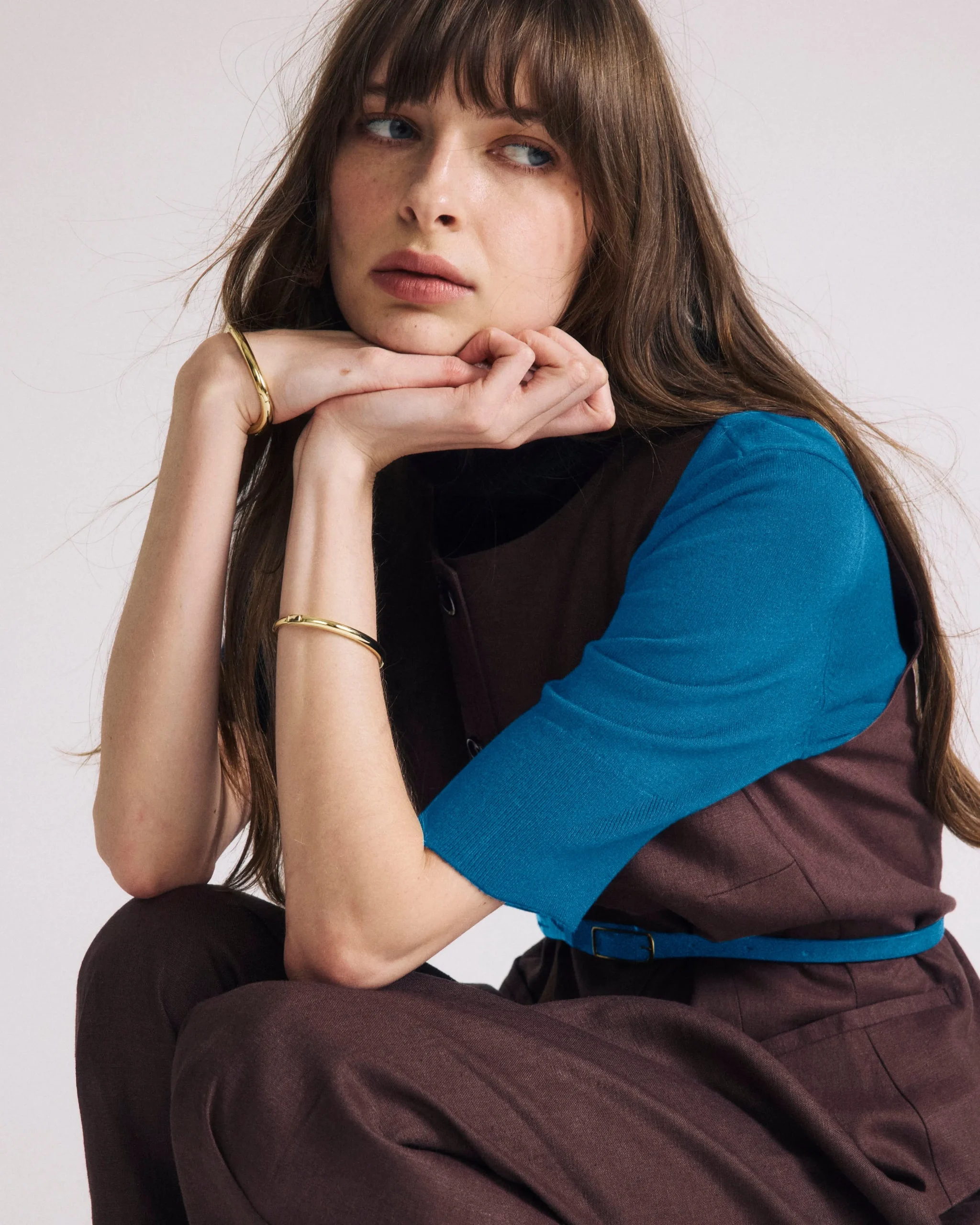 Savvy Fine Knit Turtleneck Sweater Top Blue Beetle