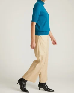 Savvy Fine Knit Turtleneck Sweater Top Blue Beetle