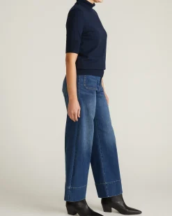 Savvy Fine Knit Turtleneck Sweater Top Navy