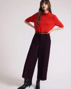 Savvy Fine Knit Turtleneck Sweater Top Lipstick