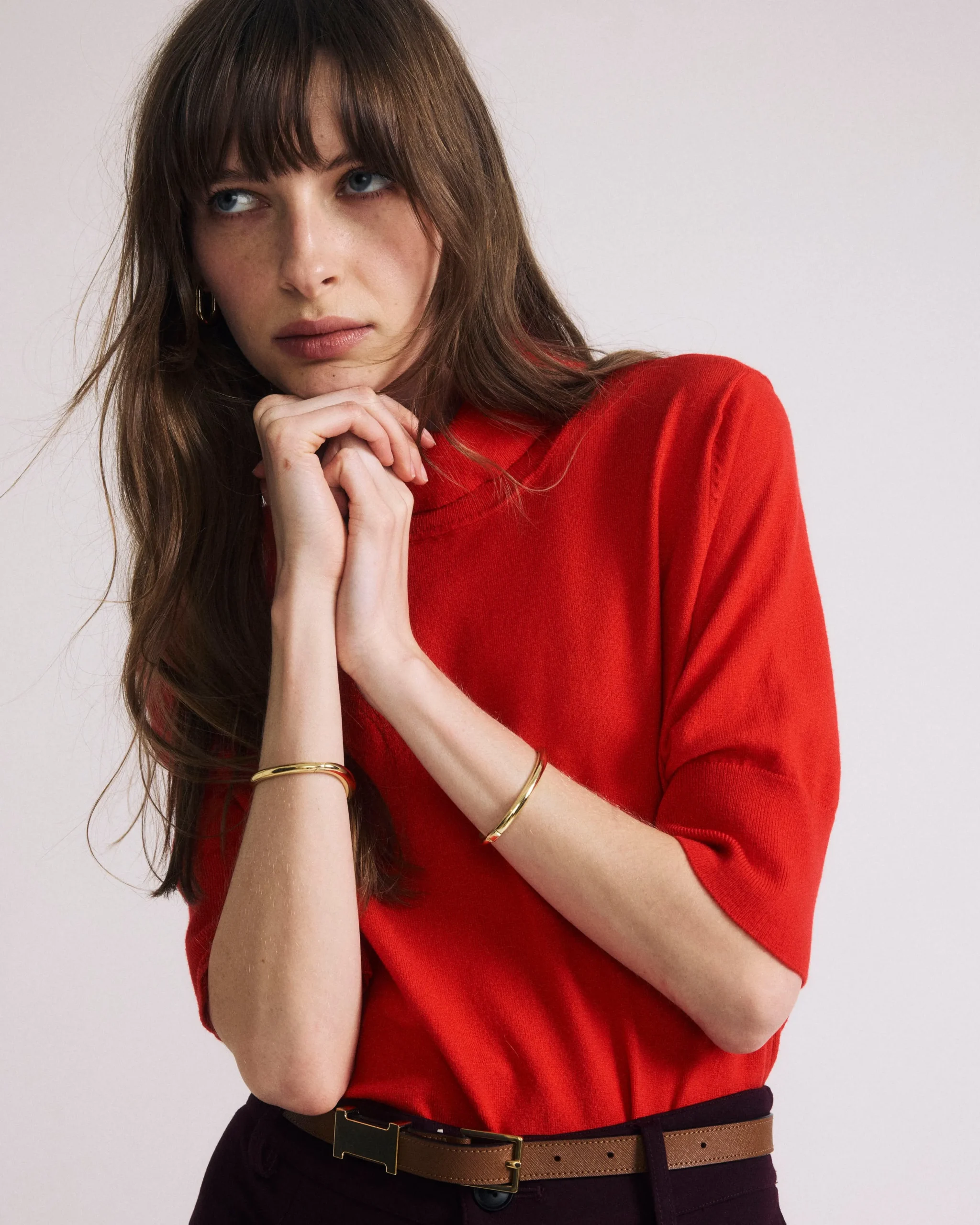 Savvy Fine Knit Turtleneck Sweater Top Lipstick