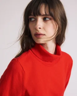 Savvy Fine Knit Turtleneck Sweater Top Lipstick