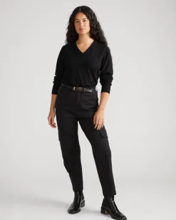 Savvy Fine Knit V Sweater Black