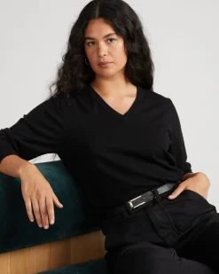 Savvy Fine Knit V Sweater Black