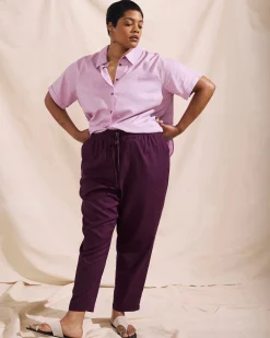 Sayville Linen Blend Drawstring Pant Acai