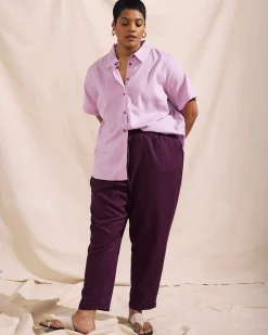 Sayville Linen Blend Drawstring Pant Acai
