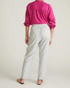 Sayville Linen Blend Drawstring Pant Beach Stripe