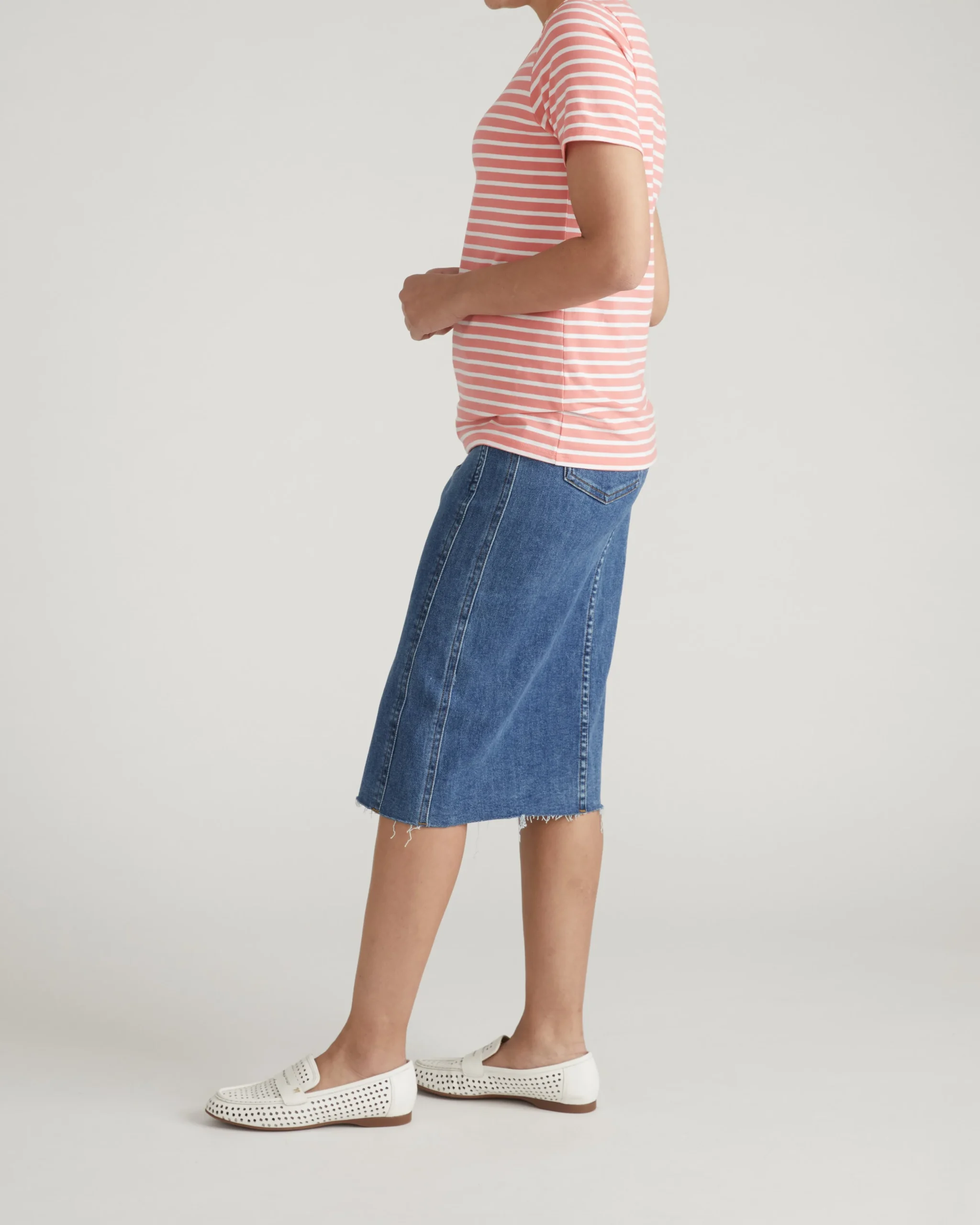Scoop Neck Tee Portrait Pink/White Stripe