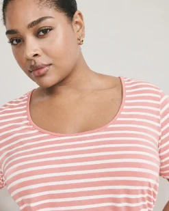 Scoop Neck Tee Portrait Pink/White Stripe