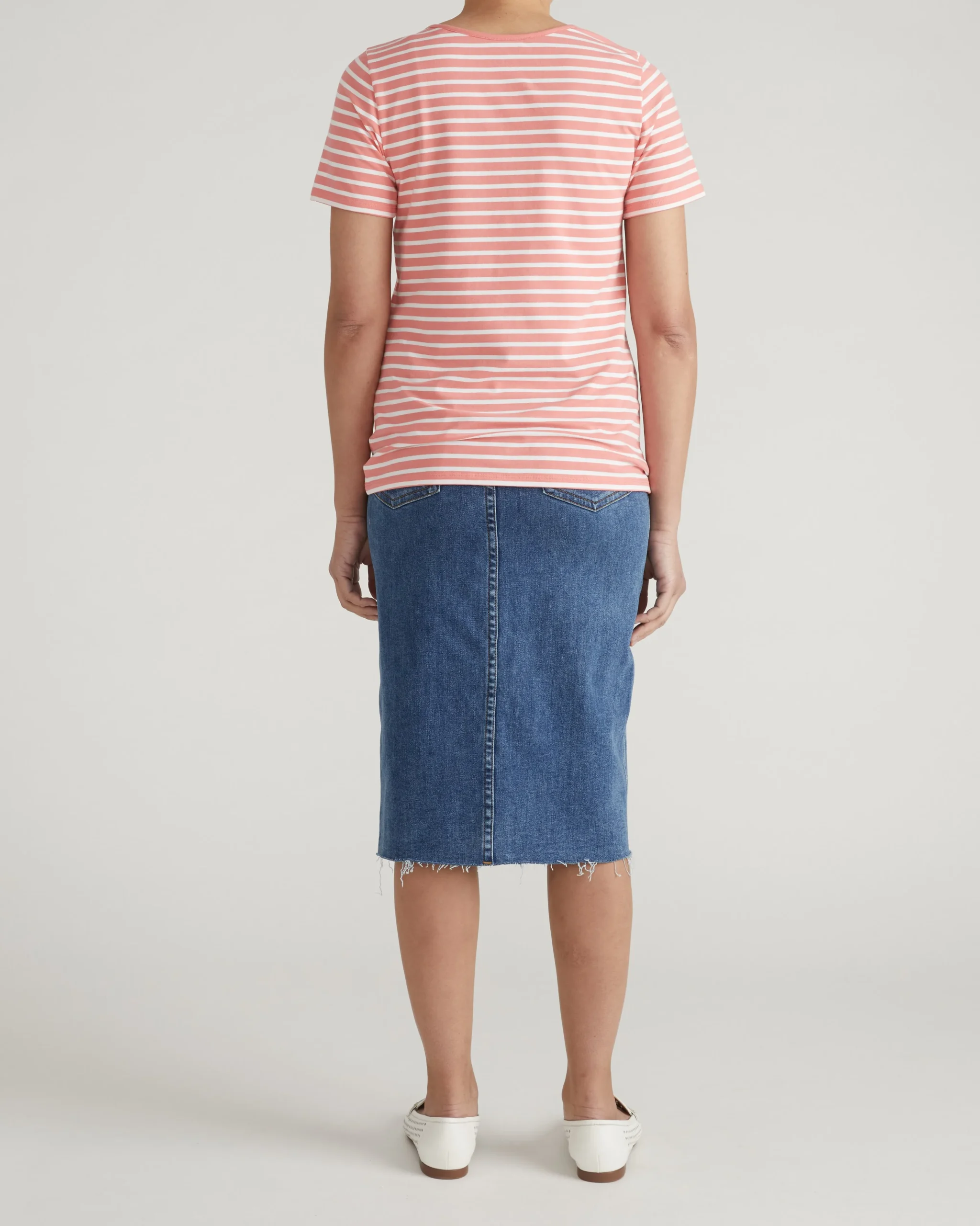 Scoop Neck Tee Portrait Pink/White Stripe