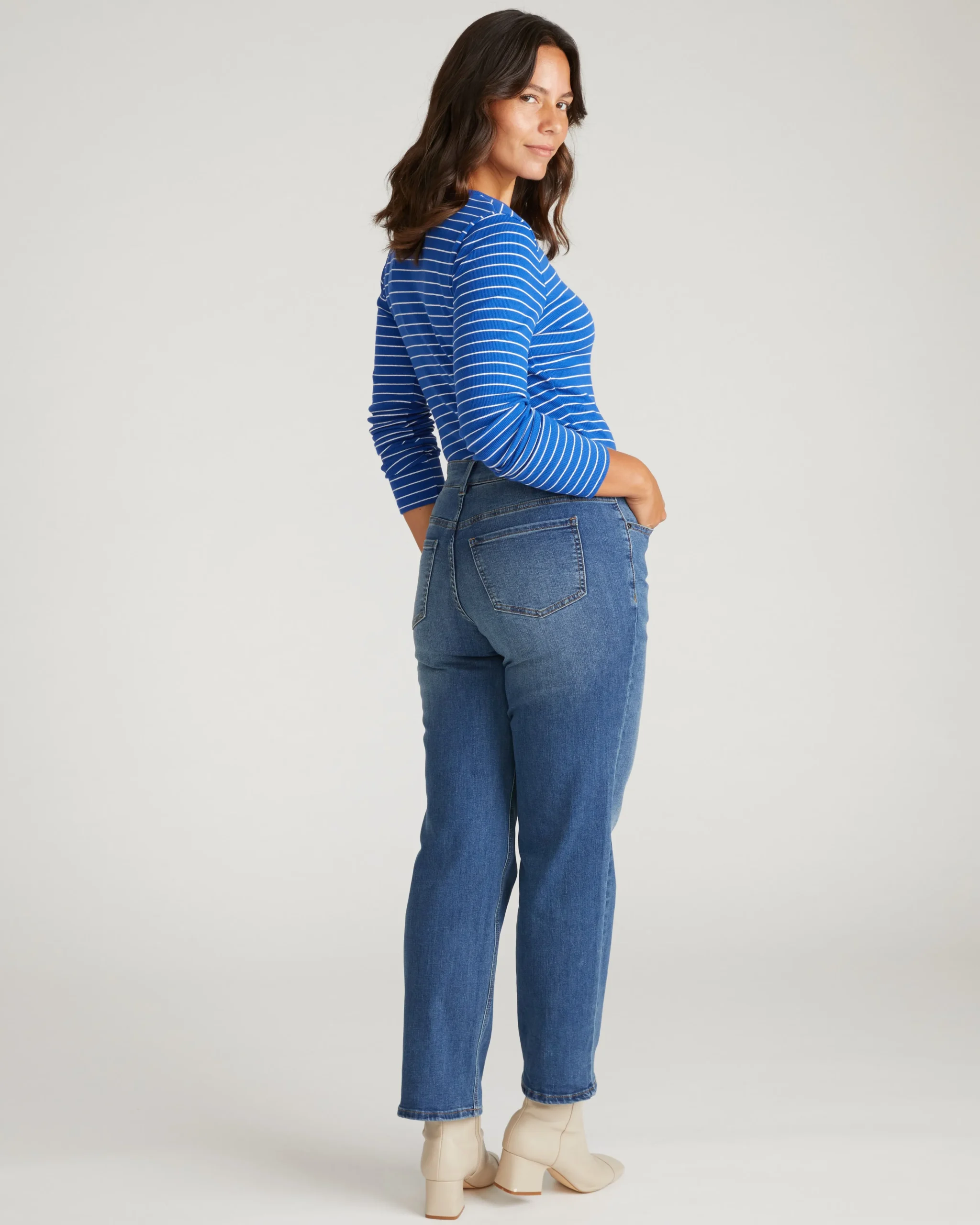 Seine High Rise Straight Leg Jean 29 Inch Anzio Blue