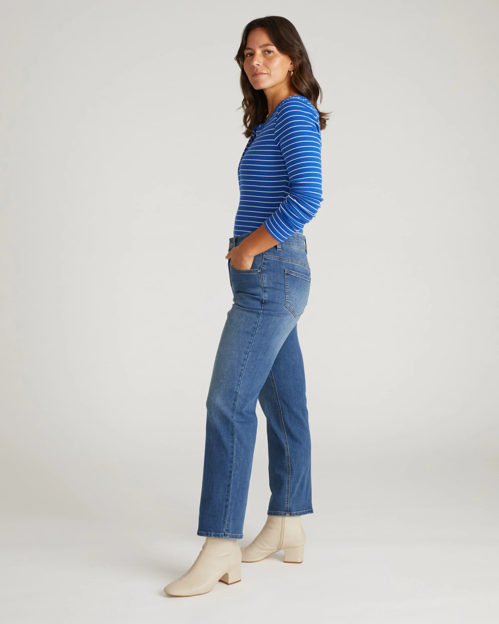 Seine High Rise Straight Leg Jean 29 Inch Anzio Blue