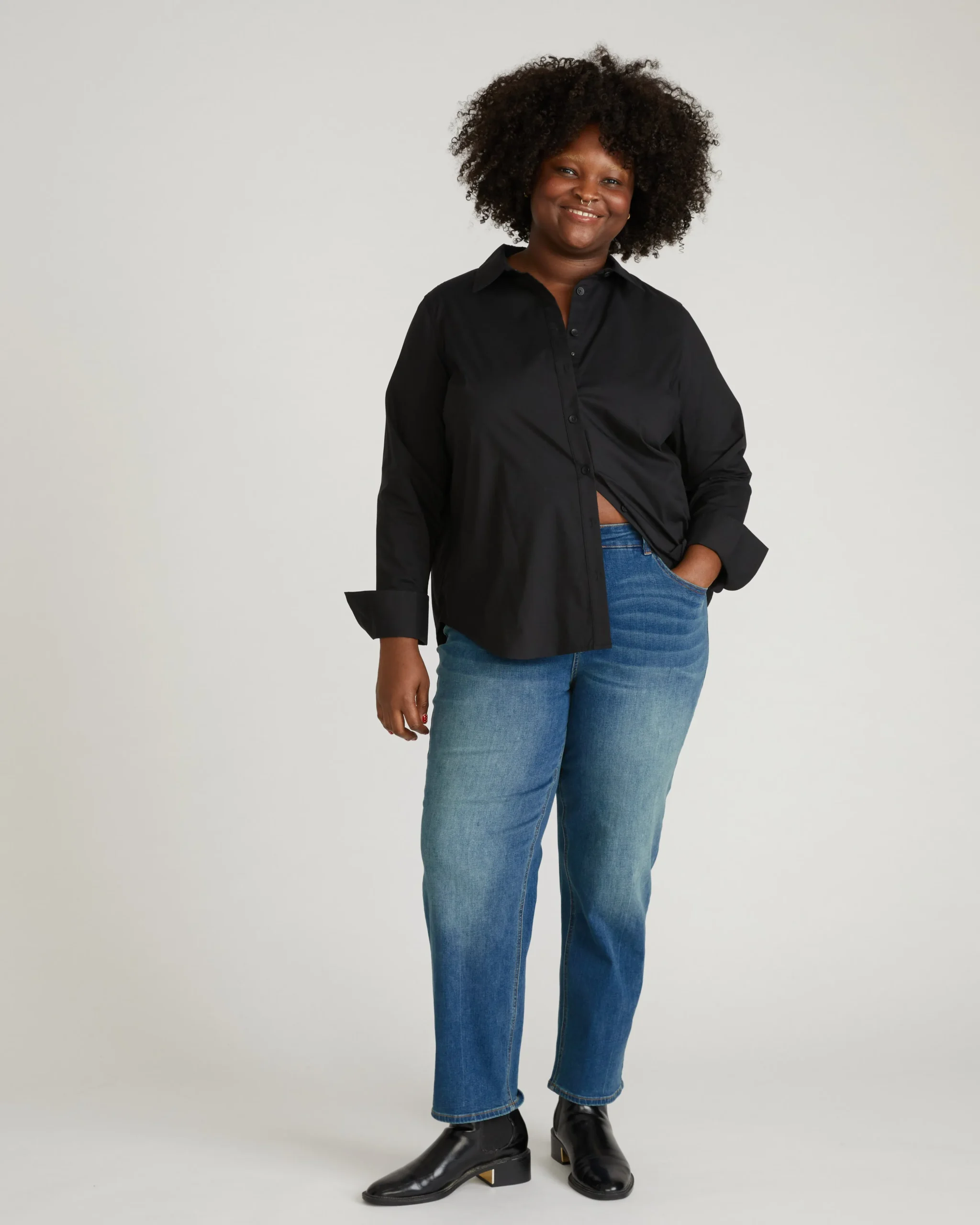 Seine High Rise Straight Leg Jean 29 Inch Washed Vintage Indigo