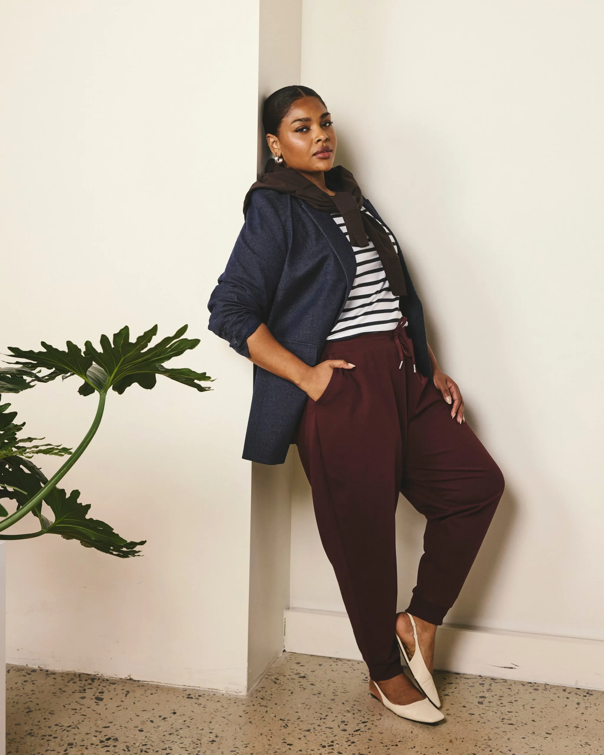 Selma French Terry Jogger Black Cherry