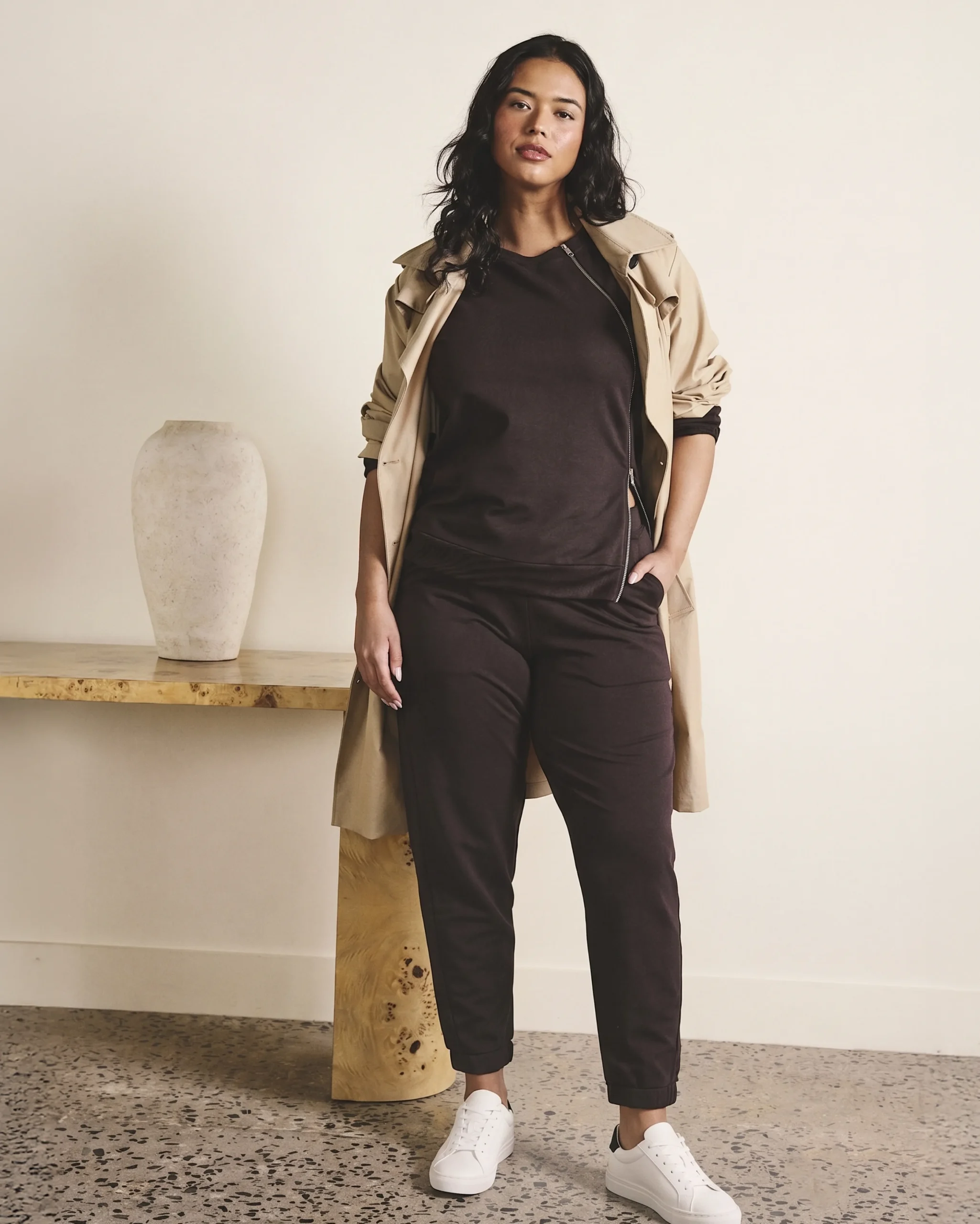Selma French Terry Jogger Deep Brown